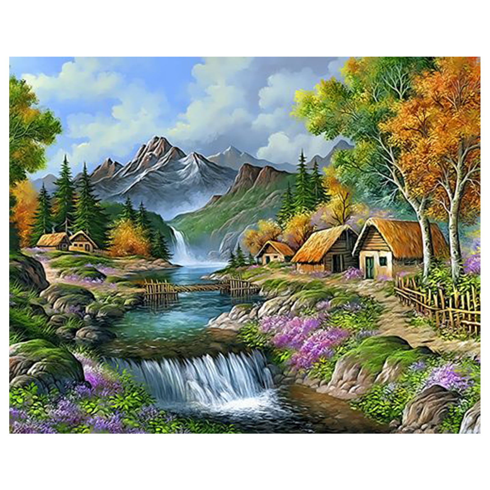 16X20" DIY Paint By Number Kit Oil Painting On Canvas Forsest Fall W/N Frame2141 