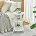thumbnail image 3 of ZEXVIDA Vintage Small Round Side Table, 3-Tier Slim Waist Circular End Table with Storage Shelf,  Sofa Side Table, Round Corner Coffee Table Nightstand for Living Room Bedroom Small Spaces,White, 3 of 10