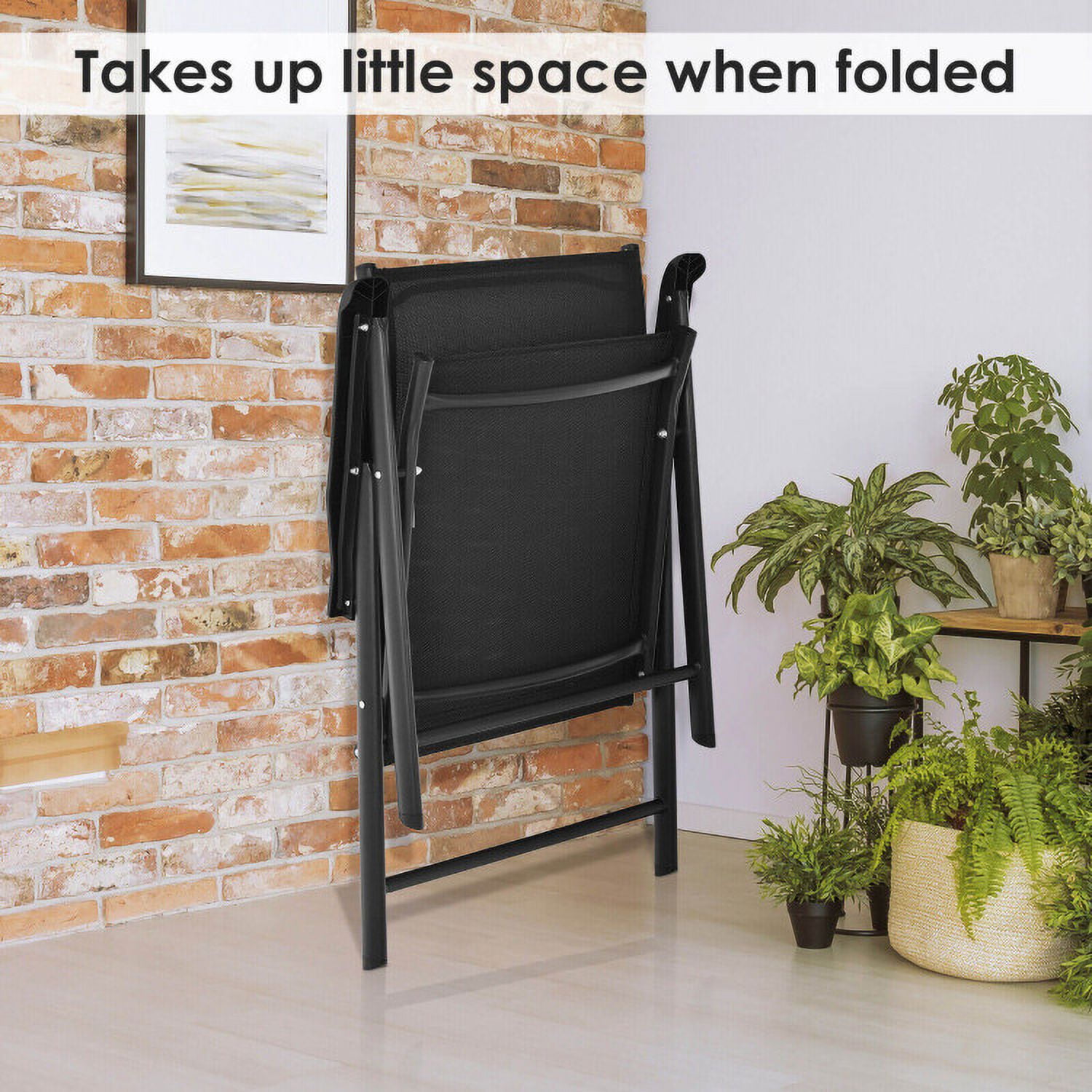 Aimee Lii Set of 2 Outdoor Patio Folding Chair with Ergonomic Armrests, Outdoor Patio Set, Black Aimee Lii Set of 2 Outdoor Patio Folding Chair with Ergonomic Armrests, Outdoor Patio Set, Black