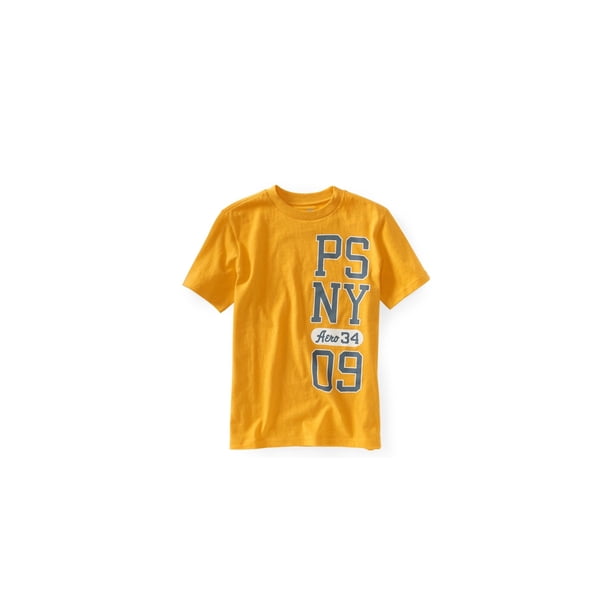 Aeropostale Boys PSNY Logo camiseta gráfica, amarillo, L (12)