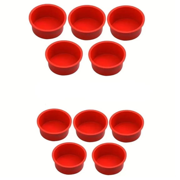 4 Inch Cake Pan, 10 Pack Silicone Cake Molds, Nonstick Easy to Clean, Round Cake Pan for Smash Cakes, Layer Cakes, Cheese Caks, Chocolate Cake - Red