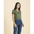 thumbnail image 2 of Moomaya Womens Printed Round Neck, Short Puffed Sleeves Casual Top, 2 of 8