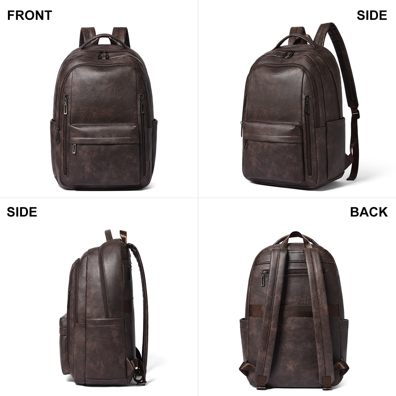 Versatile 30L Faux Leather Backpack Purse for Women & Men, Multi-Use Travel Work Laptop Backpack Bookbag, Fits 15.6" Laptop - Coffee