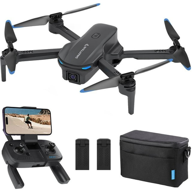 SNAPTAIN E20 FPV Drone with 2.7k QHD Camera Live Video, Brushless Motor with Remote Controller for Adult - Gray