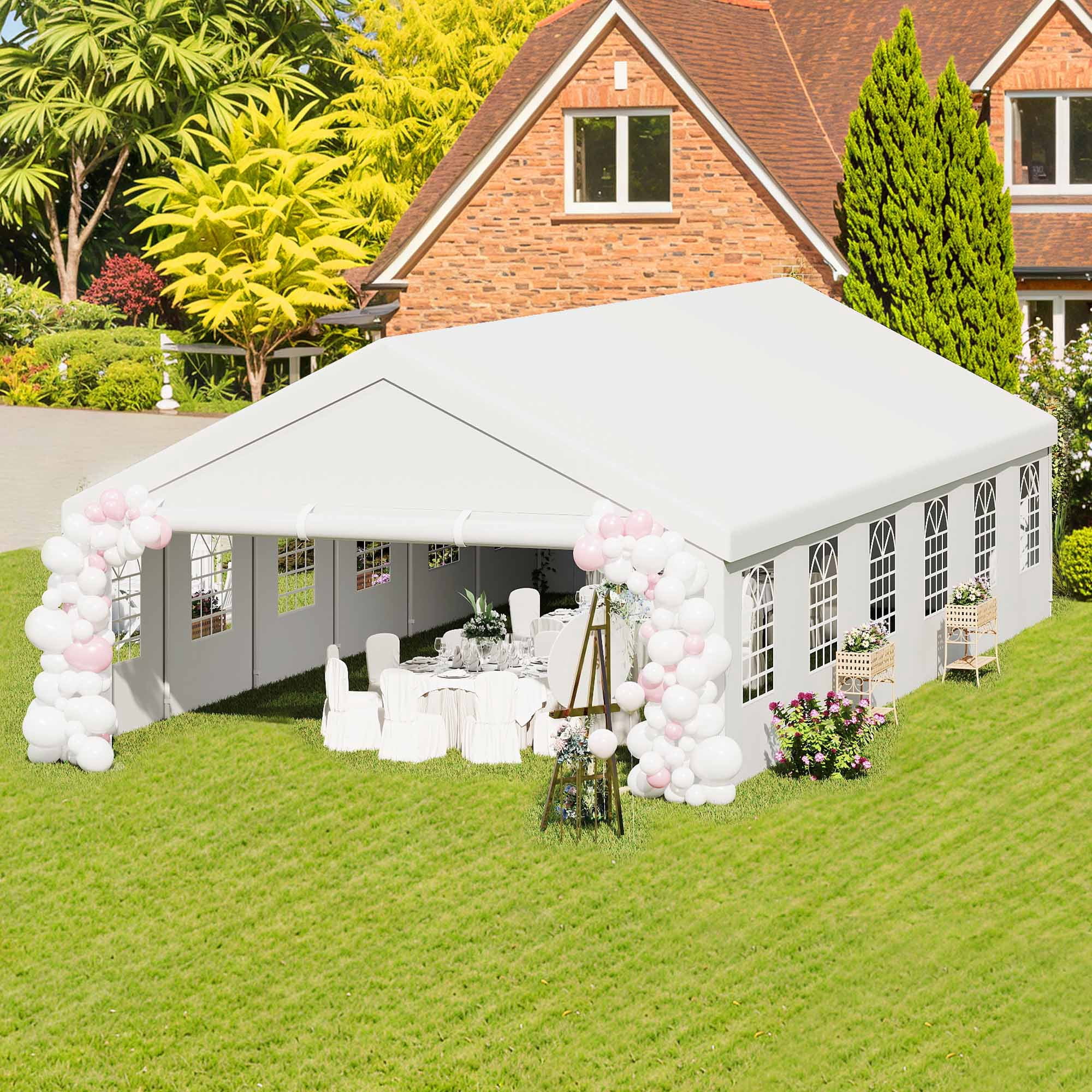 Uforic 20x40ft Heavy Duty Party Tent with Removable Sidewalls & 4 Storage Bags, Commercial Wedding Large Tent,Outdoor Carport Party Tent for Event, Waterproof, White