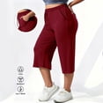 thumbnail image 6 of Hfnxid Plus Size Capris Pant for Womens Loose Fit Elastic Waist Workout Trousers Casual Athletic Cropped Trouser Red XXL, 6 of 10