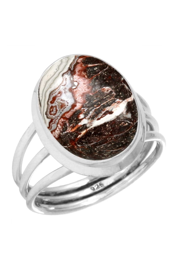 Natural Crazy Lace Agate Ring 925 Sterling Silver Handmade Jewelry