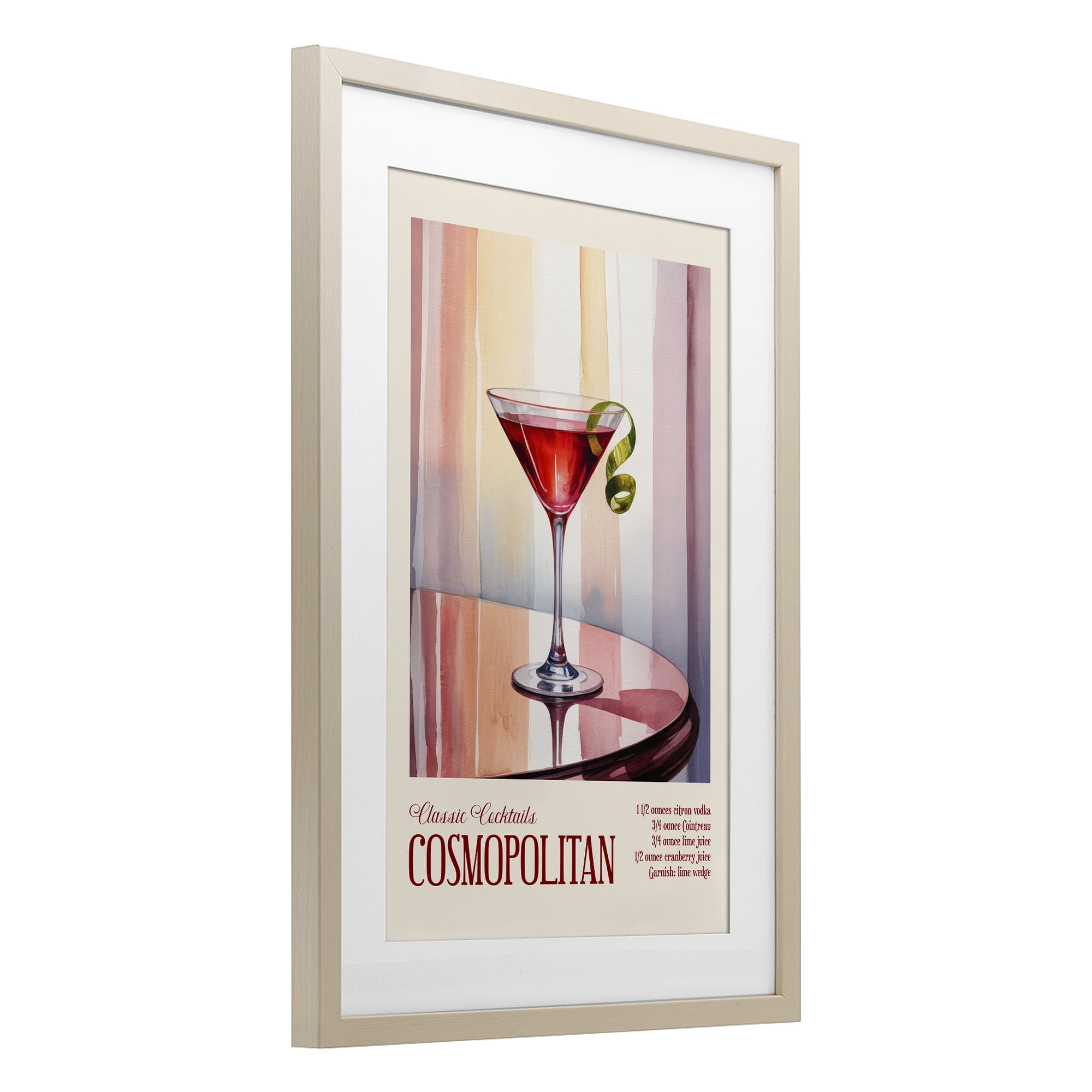 Stupell Industries Cosmopolitan on Reflective Table Birch Framed Print Under Glass, design by Andreas Magnusson