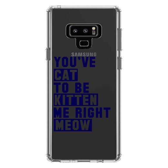 DistinctInk Clear Shockproof Hybrid Case for Samsung Galaxy Note 9 - TPU Bumper Acrylic Back Tempered Glass Screen Protector - You've Cat to be Kitten Me Meow