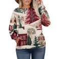 thumbnail image 2 of Christmas Sweatshirts for Women Cute Shirt Fall Pullover Top with Christmas Tree Print for Festive Outfits and Gifts,Vermilion,4XL, 2 of 4