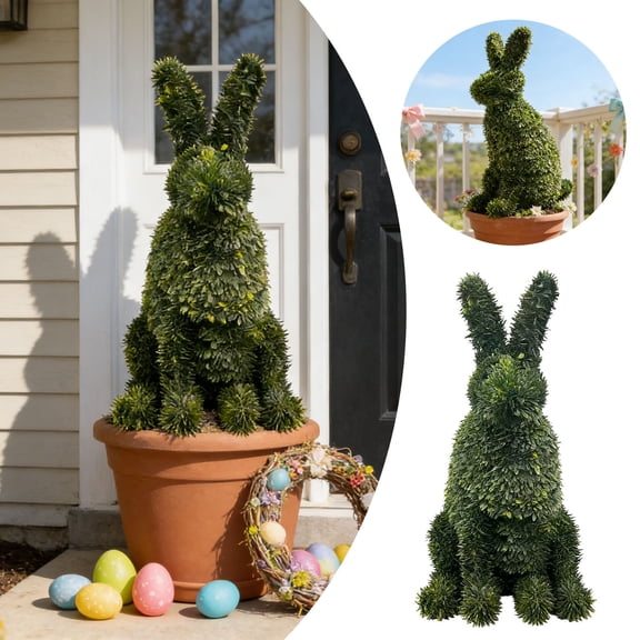 fsxdhpcsgfc Easter Bunny Topiary Green Bunny Shaped Topiary Easter Bunny Boxwood Topiaries For Porch Outdoor/Indoor Ornament Snowflakes Ornament Snowflake Oversized Bulbs Wolf Ornament Ornament Pack