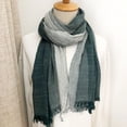 thumbnail image 3 of Grofry Women Scarf Patchwork Color Tassel Trim Wrinkle Shawl Scarf Soft Comfortable Temperature-locking Scarf Outfit Accessory, 3 of 8