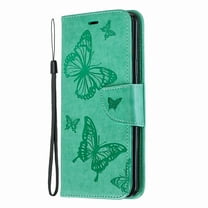 Allytech Galaxy S9 Plus Case, Slim Fit PU Leather Folio Butterfly Embossed Shockproof Wrist Hand Strap Flip Cards Holder Wallet Case TPU Back Cover for Samsung Galaxy S9  Plus, Green