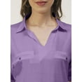 thumbnail image 6 of Moomaya Solid Short Sleeves Shirt Style Collar Top, Womens Summer Pullover Tunic, 6 of 8