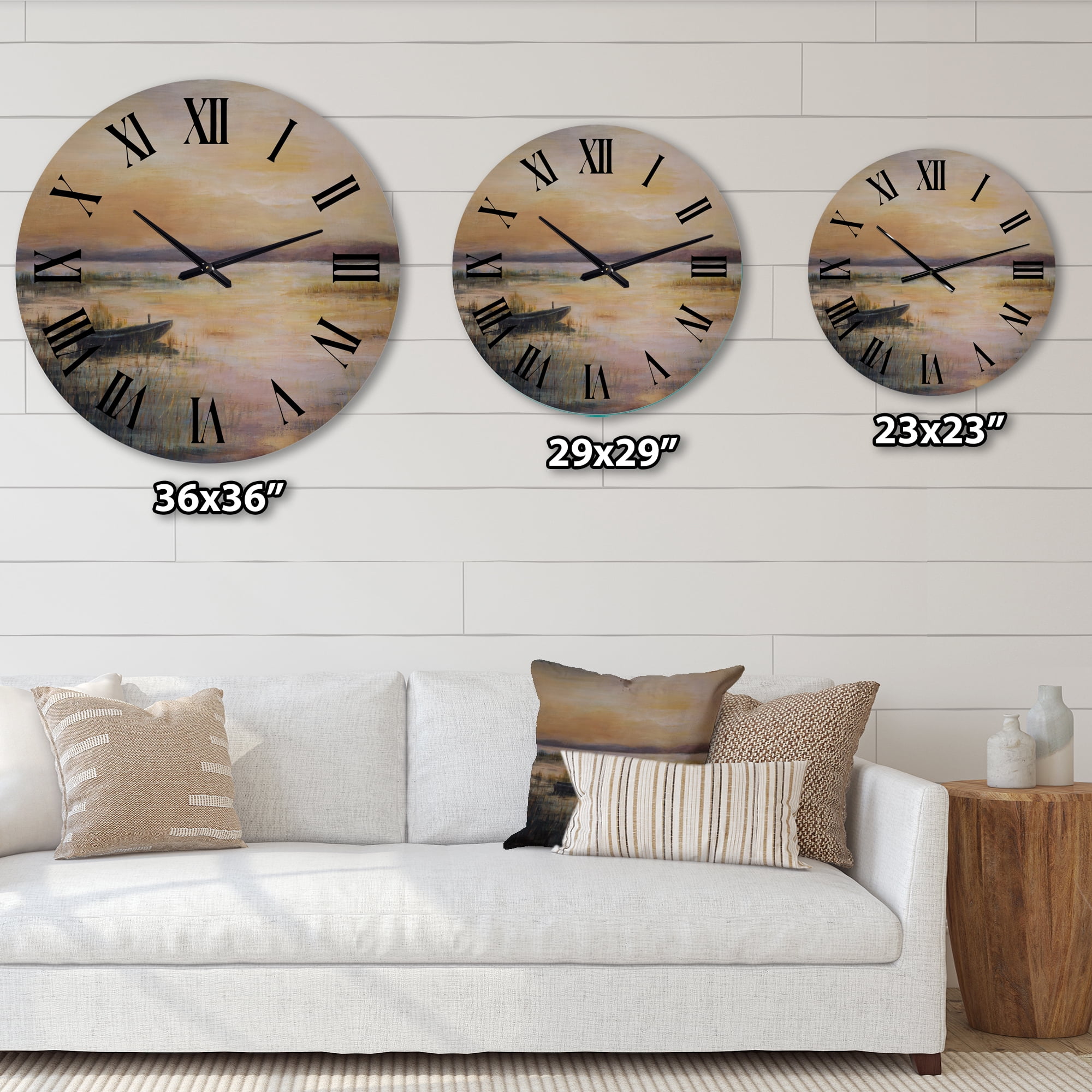 Designart 'Pastel Sunset Over The Lake' Nautical & Coastal Wall Clock