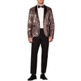 thumbnail image 2 of Lars Amadeus Sequin Tuxedo for Men's Argyle Pattern Peak Lapel Prom Shiny Blazer, 2 of 5