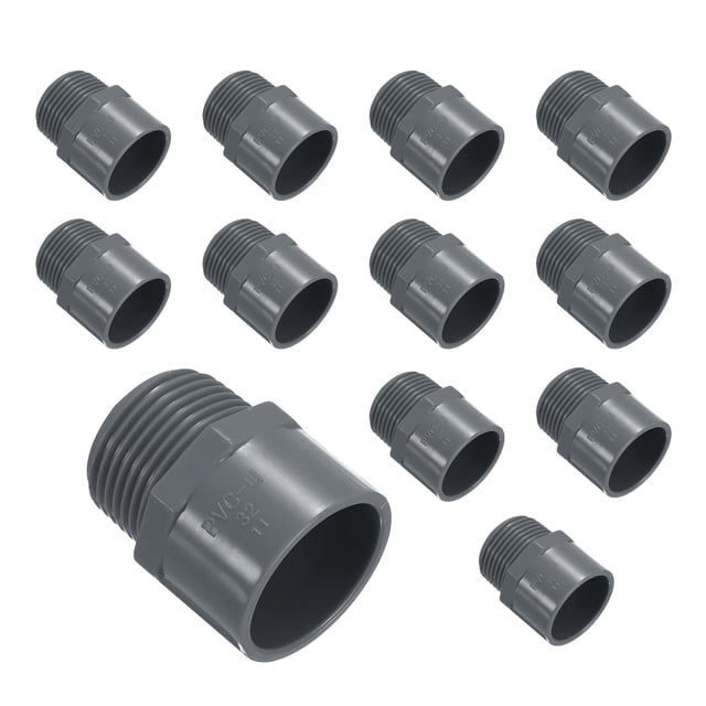 Uxcell 12Pcs Adaptador de Rosca Masculino de Conexión de Tubería de 1" para Drenaje de Fregadero, Conectores de Tubería, Gris