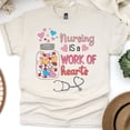 thumbnail image 1 of Nursing is a Work of Hearts T-Shirt Graphique pour Femmes, Naturel, Taille 3TG, 1 of 6