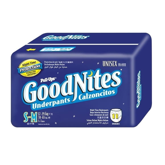 Ropa interior desechable Goodnites para dormir talla S/M unisex 11 pzas