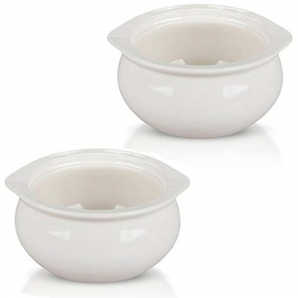 MOCCO White Porcelain Ceramic French Onion Soup Bowls with Handles 12