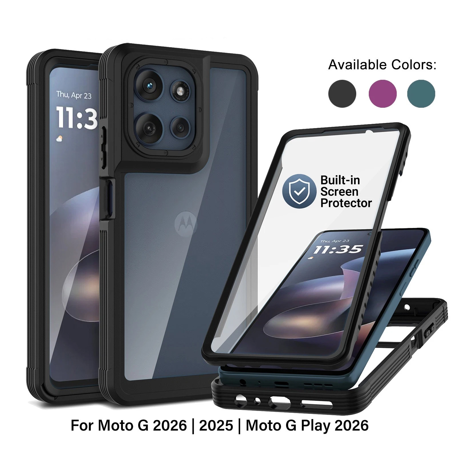 Njjex Moto G 5G 2025 Case With Screen Protector, Black