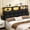 Black, variant on Pinmoco Tufted Upholstered Headboard for Queen Bed with Storage, Charging Station & LED Light, Black PU Leather, Headboard Only