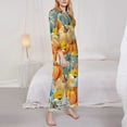 thumbnail image 4 of Disketp Pajamas Set Long Sleeve Sleepwear Womens Button Down Nightwear Pj Sets-Pumpkins Sunflowers, 4 of 9