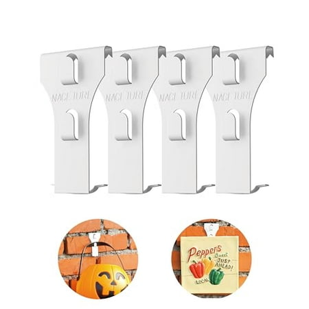 Brick Hook Clips (White 4 Pcs) Hang on Outdoor and Indoor - 2.83" x 1.5" , Fits 2-1/4 to 2-2/5in Brick