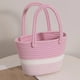 thumbnail image 5 of Bolso de paja tejido para mujer - Bolso de hombro de playa de verano, poliéster, gris/marrón/rosa, 33x30x16cm, 5 of 6