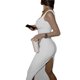 thumbnail image 2 of VISgogo Vestido sin mangas para mujer con abertura Color sólido Slim Fit Verano Casual Sin mangas Vestido de fiesta Streetwear VISgogo  moda, 2 of 9