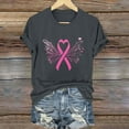 thumbnail image 2 of Fartey Breast Cancer Graphic Tees for Women Cute Pink Ribbon Print T Shirts Loose Fit Short Sleeve Crewneck Shirt Cancer Survivor Tops Gray 2XL, 2 of 5