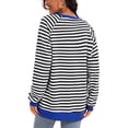 thumbnail image 3 of Sudadera de Rayas para Mujer ATHLECHIC Ajuste Holgado de Manga Larga Cuello Redondo Top S Negro Blanco, 3 of 4