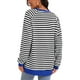 thumbnail image 3 of Sudadera de Rayas para Mujer ATHLECHIC Ajuste Holgado de Manga Larga Cuello Redondo Top S Negro Blanco, 3 of 4