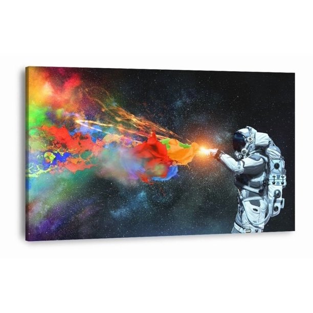 Cuadro Moderno Astronauta Colors Splash En Canvas Artistico Con Bastidor Estilo Galeria Impresión Hd Tintas Ecológicas