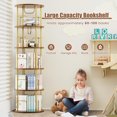 thumbnail image 4 of Flycity 5 Tier Rotating Bookshelf, 360° Display Rotating Bookcase Corner Storage Rack with Special Visible Partition Storage, Gold, 4 of 8