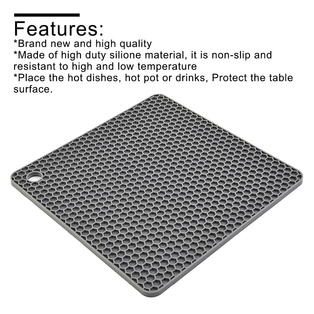 Lot De 2 Dessous De Verre En Silicone Résistant à La Chaleur 30x23cm - Tapis Égouttoir Noir - Jusqu'à 230°C
