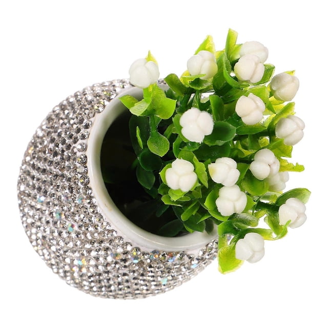 Cute Car Flower Vase White Plastic Dashboard Flower Pot with Lifelike Realism for Decoration