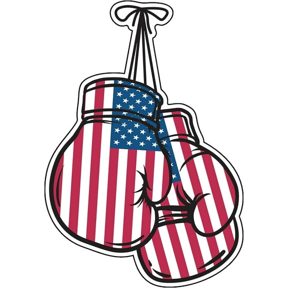 WickedGoodz American Flag Boxing Gloves Vinyl Decal - Patriotic Bumper Sticker - for Laptops Tumblers Windows Cars Trucks Walls