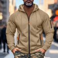 thumbnail image 5 of JoveMarine Men's Flag Print Zip Up Hoodie with Arm Pocket, Casual Cardigan Style Sweatshirt, Large Size Fleece Jacket for Patriotic Events, Christmas, Outdoor Activities,Camel XL, 5 of 5