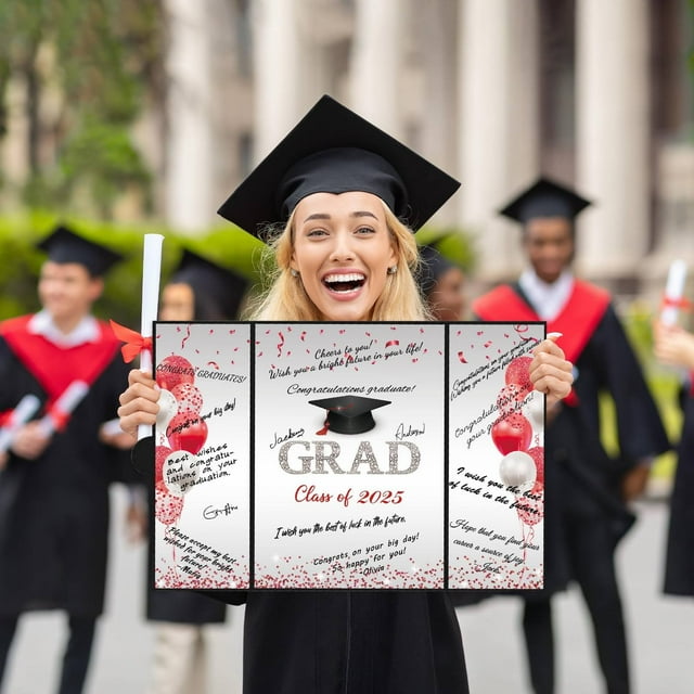 Ctnporpo Graduation Decorations Class of 2025 Congratulations Graduates Alternative Guest Book for Men Women Happy Graduation Congrats Grad Signing Card Board Greeting Cards