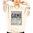 thumbnail image 6 of Game Day Sweatshirt for Women Striped Distressed Football Crewneck, Pink on White Sweatshirt, S, 6 of 8