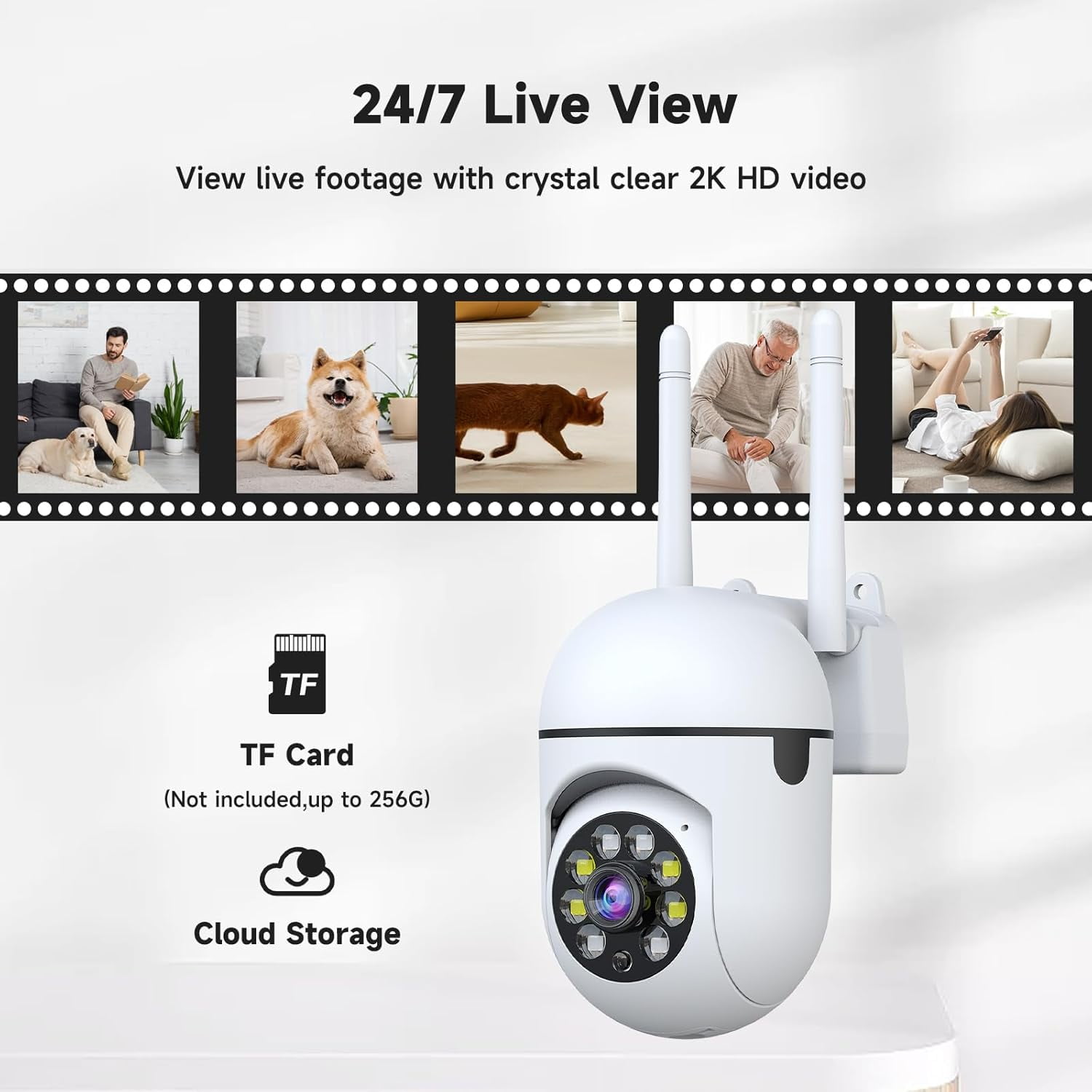 1080P wired security camera, 2.4G/5G WiFi home monitoring camera with 360°