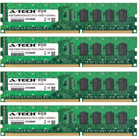 16GB Kit 4x 4GB Modules PC3-10600 1333MHz NON-ECC DDR3 DIMM Desktop 240-pin Memory