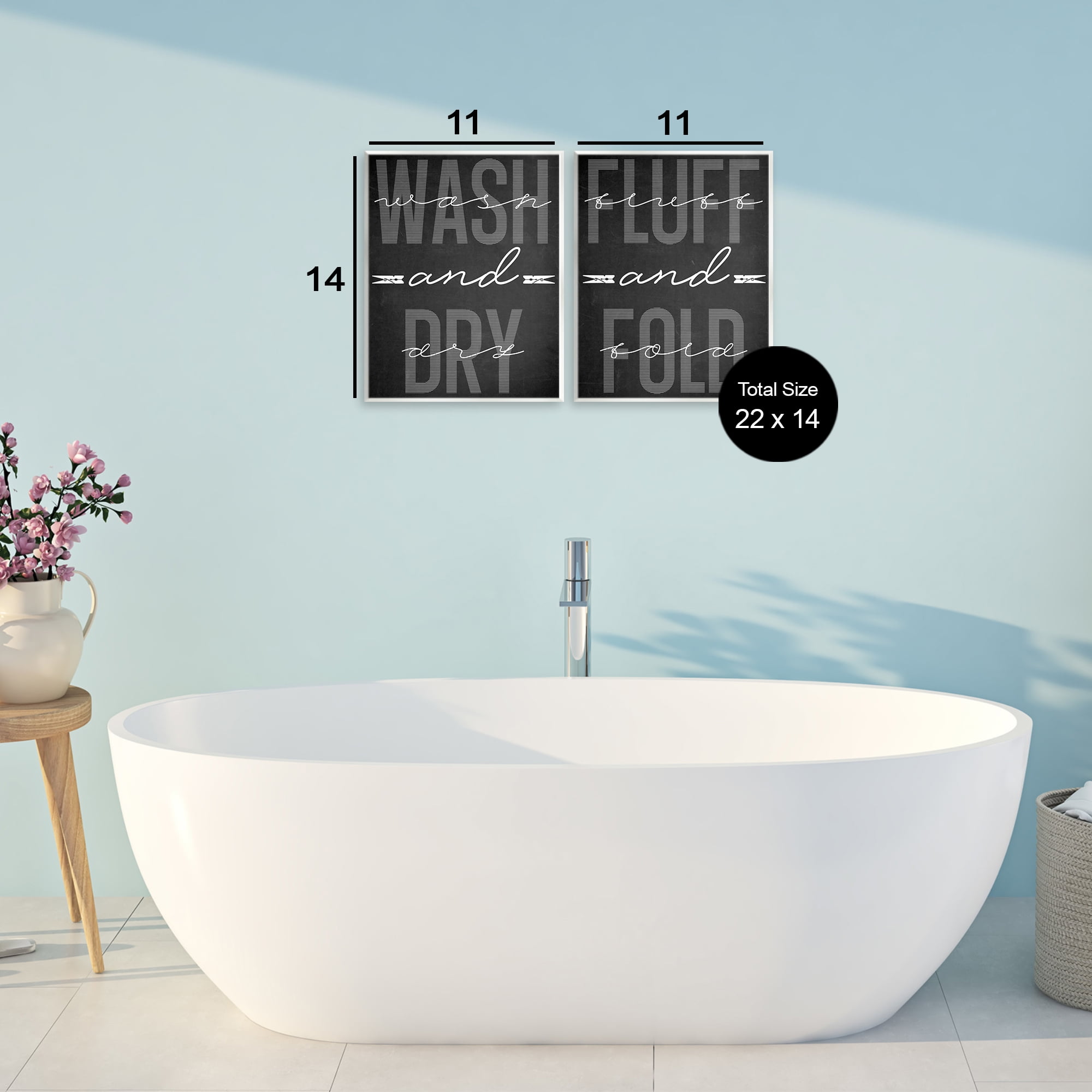 Laundry Words in Black 2 Piece Wall Plaque Art Set, design by Marcus Prime