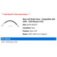 thumbnail image 2 of Rear Left Brake Hose - Compatible with 2009 - 2020 Nissan 370Z 2010 2011 2012 2013 2014 2015 2016 2017 2018 2019, 2 of 2