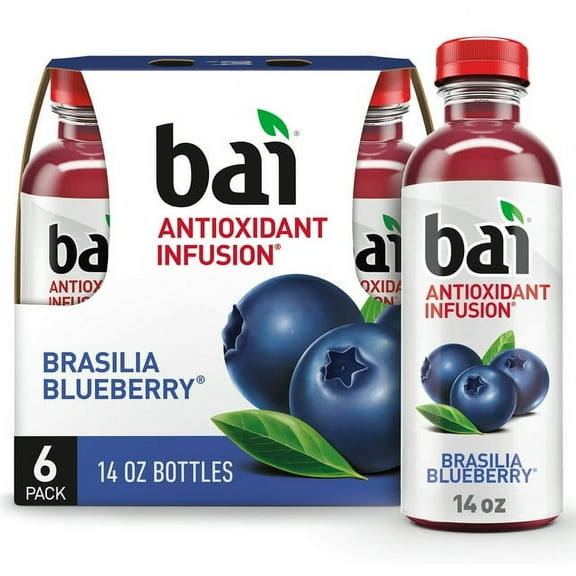 Bai Antioxidant Infused Brasilia Blueberry Flavored Water, 14 fl oz, Pack of 12