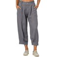 thumbnail image 3 of High-Waisted Cotton-Linen Balloon Pants for Women with Elastic Cuffs - Loose Fit Cropped Trousers for Women's Summer Casual & Vacation Wear Gray XL, 3 of 8