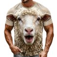 thumbnail image 2 of Men's 3D Sheep Printed Graphic Tee Funny Screaming Animal T-Shirts Short Sleeve O-Neck Casual Novelty Summer Tops Lightweight Breathable Shirt, 2 of 5