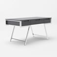 thumbnail image 4 of HomeRoots 482422 30 x 63 x 28 in. Gray & Chrome Rectangular Writing Desk with Three Drawers, 4 of 7
