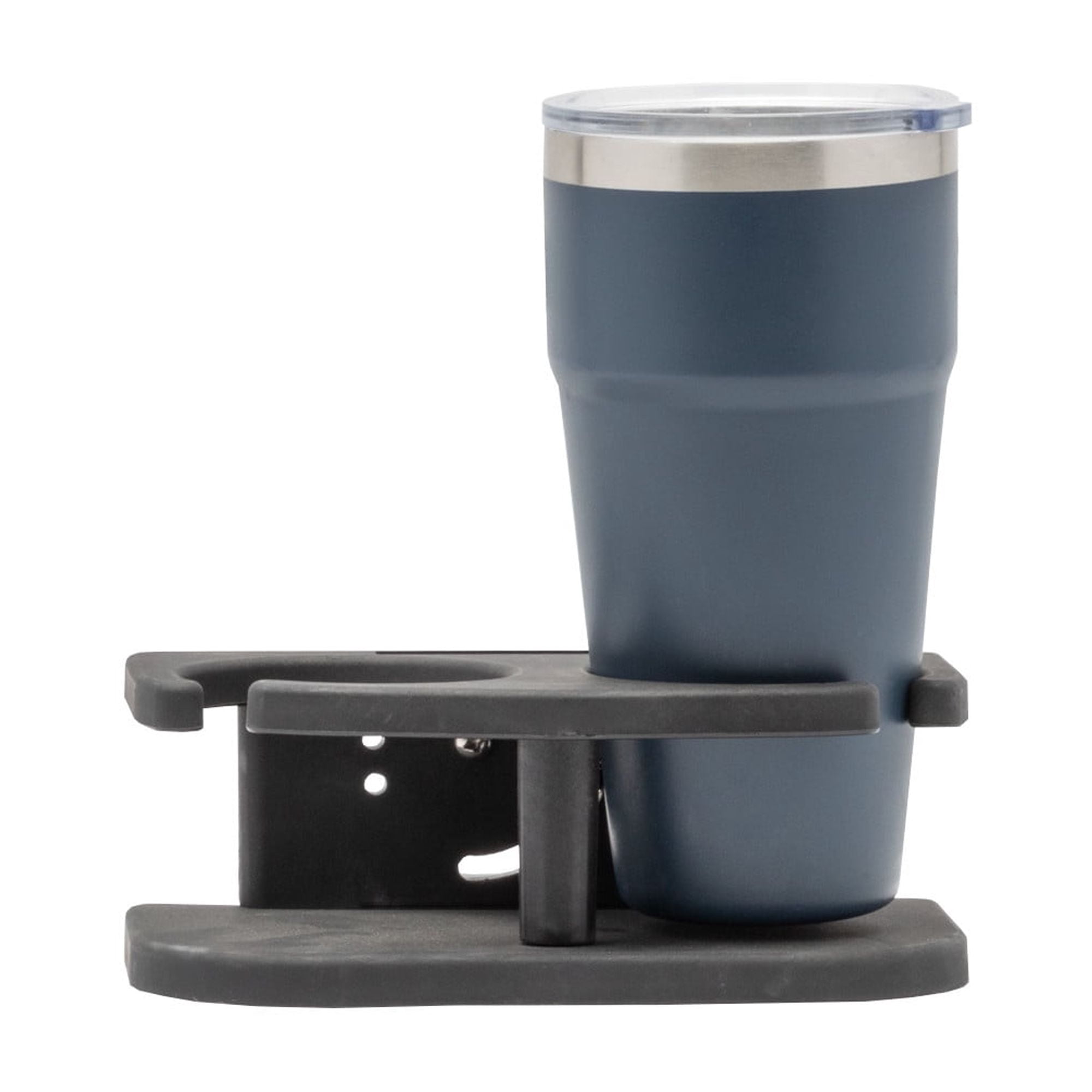 Extreme Max 3005.5689 Adjustable 2-Drink Mug Cup & Can Holder for Horizontal and Vertical Round Pontoon Rails - Black